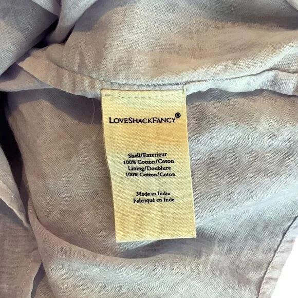 LoveShackFancy Edie Lilac Violet Cotton Midi Dress Size XS Short Sleeve - Picture 15 of 16